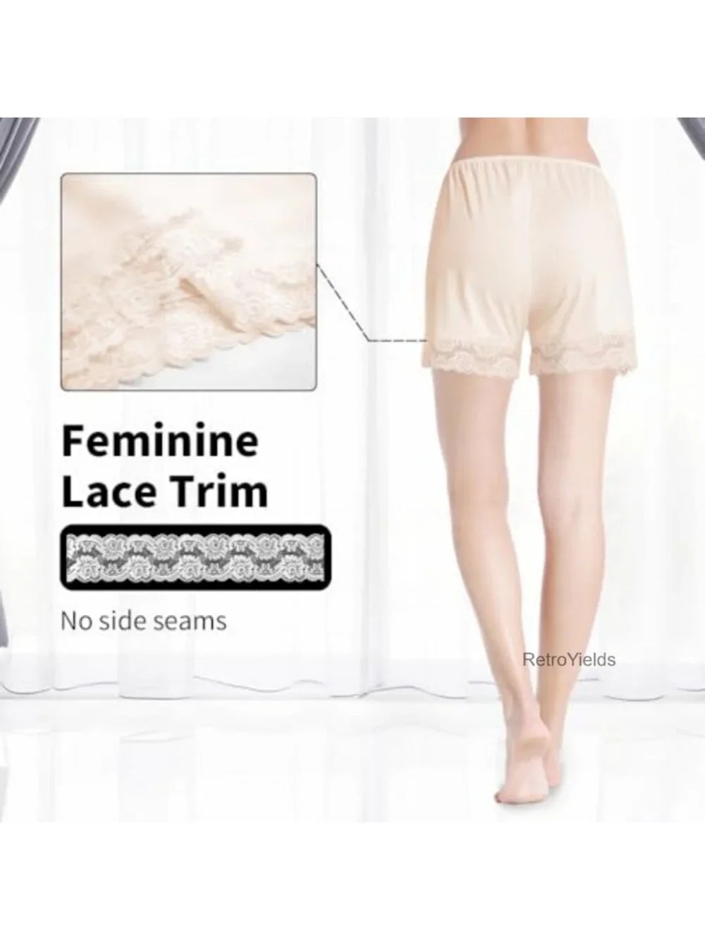 Women's Half Slip Culotte Shorts Lace Trim Snip-to-Fit 4